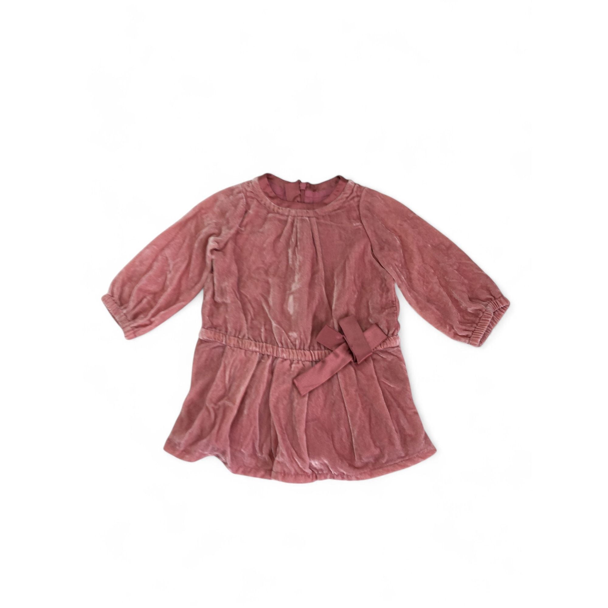 6-12M Pink Velvet Lined Drop Waist Dress - Gap
