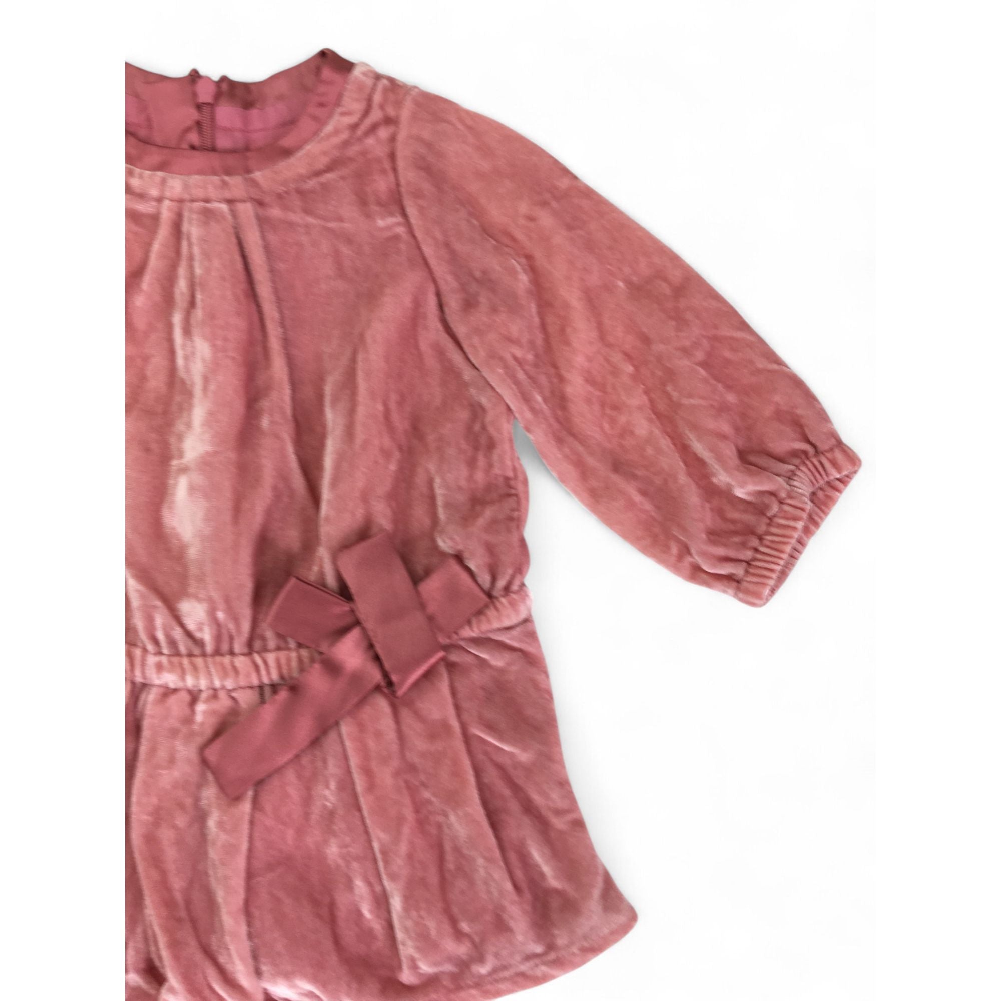 6-12M Pink Velvet Lined Drop Waist Dress - Gap