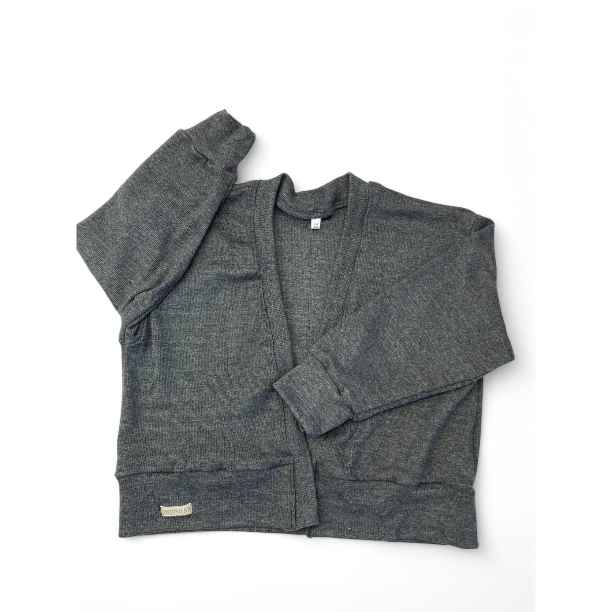 4-5Y Grey Rib Knit Cardigan - Carter & Me