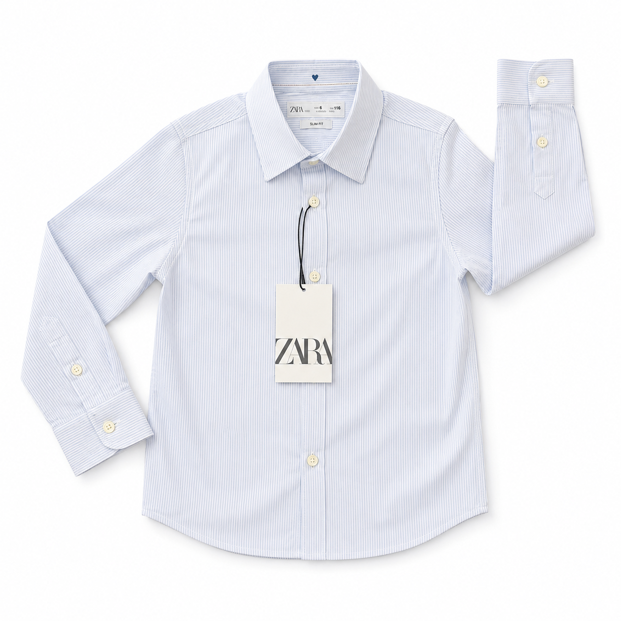 *NEW* 6Y White & Blue Pin Stripe Formal Boys Shirt - Zara