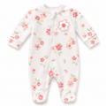 1-3M White Floral Fleece Side Zipper Onesie - Woolworths