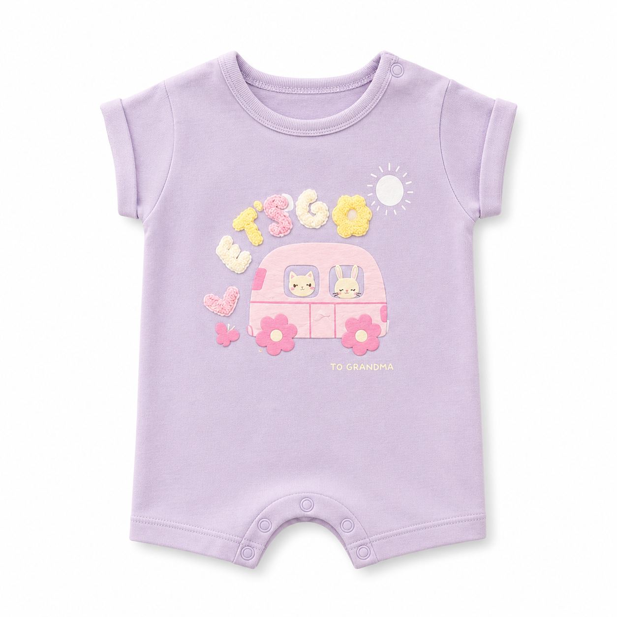 1-3M Purple Let's Go To Grandma Romper - Woolworths