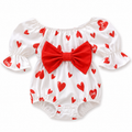 3-6M White & Red Love Girls Fancy Long Sleeve Romper with Bow - PatPat