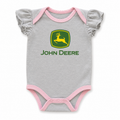 3-6M Grey Melange & Pink Glitter Bodysuit - John Deere