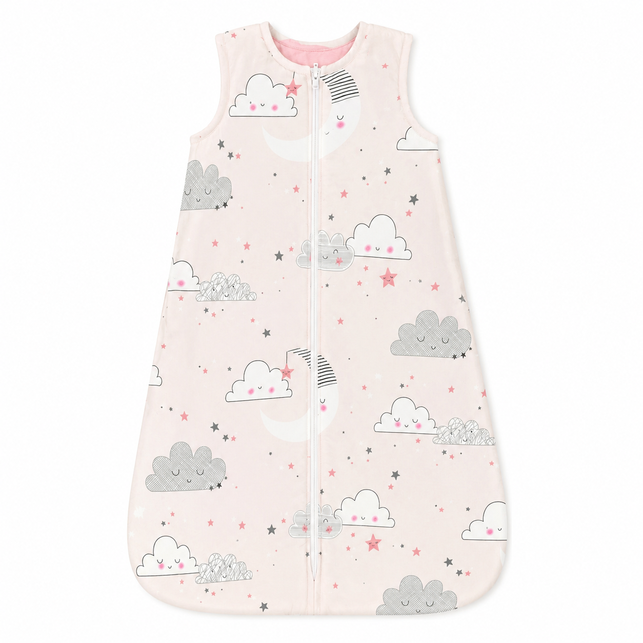 Small Pink Stars & Cloud Padded Sleep Sack - Nubaloo