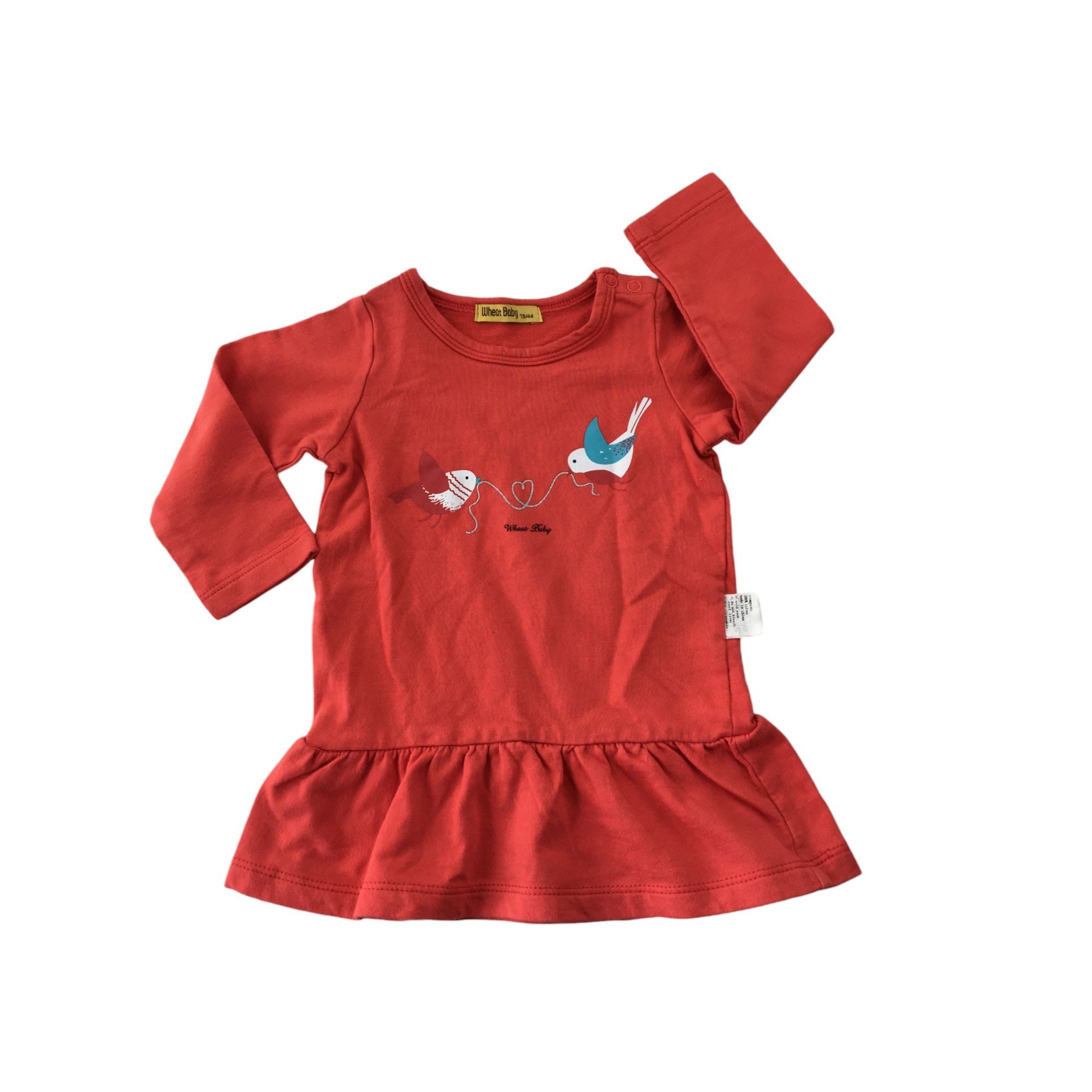 (NO SIZE) 73cm Red Bird Peplum Tunic - Wheat Baby