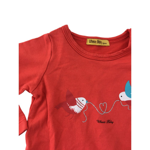 (NO SIZE) 73cm Red Bird Peplum Tunic - Wheat Baby