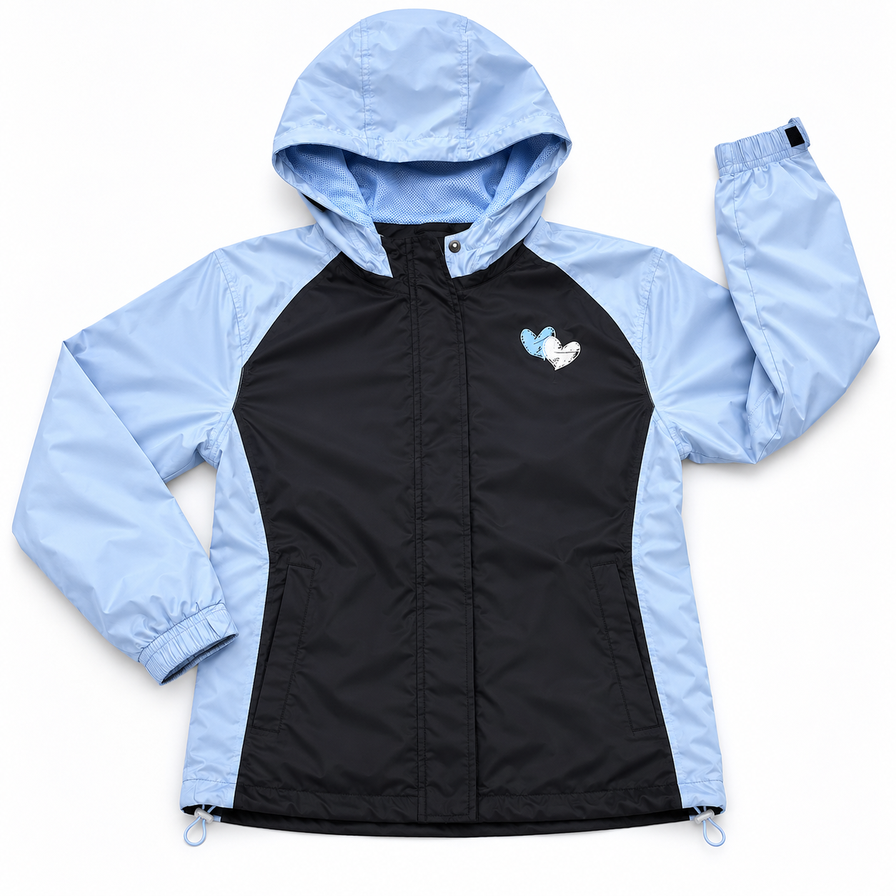 8-10Y Light blue & black soft shell hooded jacket - Crivit