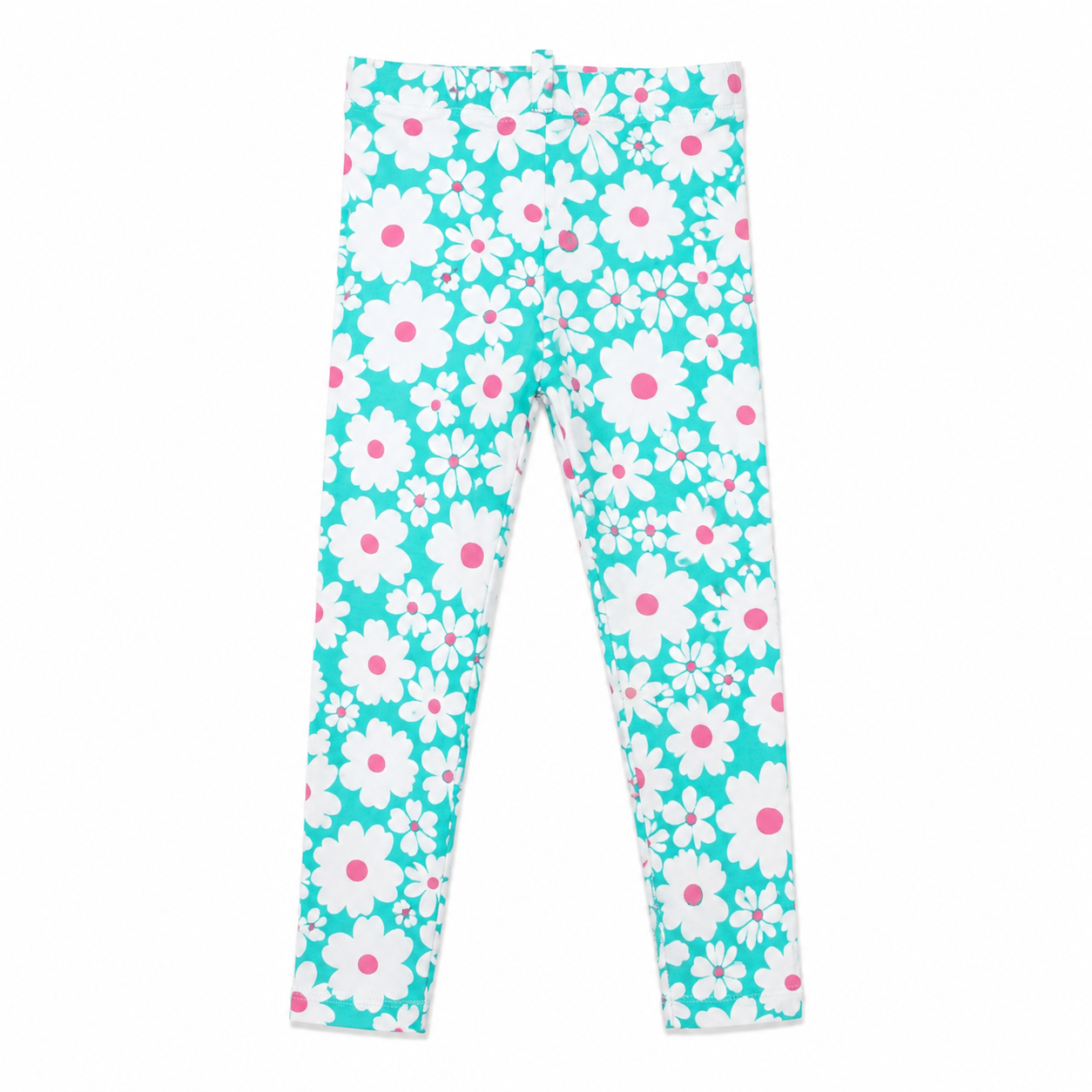 3-4Y Green & Pink Daisy Long Leggings - Real Kids