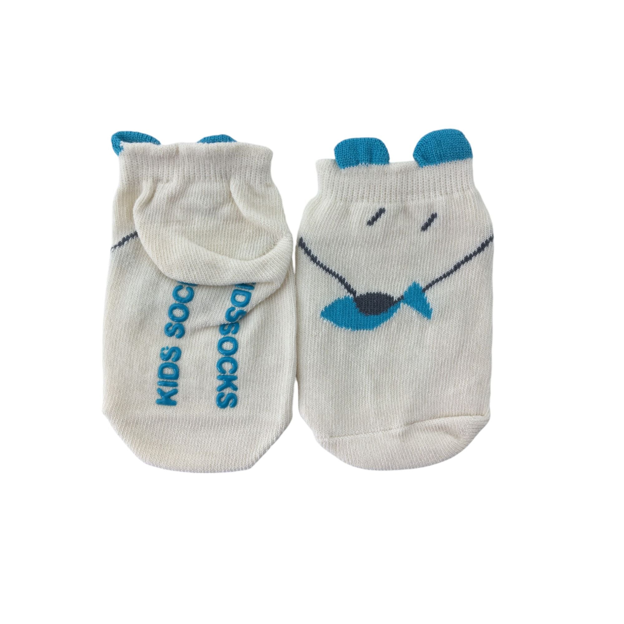 0-24M Cream & Blue Bear Ankle Socks - Emmy & Belle