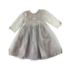 4-5Y Champagne Satin Lace Tulle Dress - Emmy & Belle
