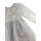 4-5Y Champagne Satin Lace Tulle Dress - Emmy & Belle