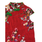 5Y Red & Green Cotton Floral Cheongsam Dress - Emmy & Belle