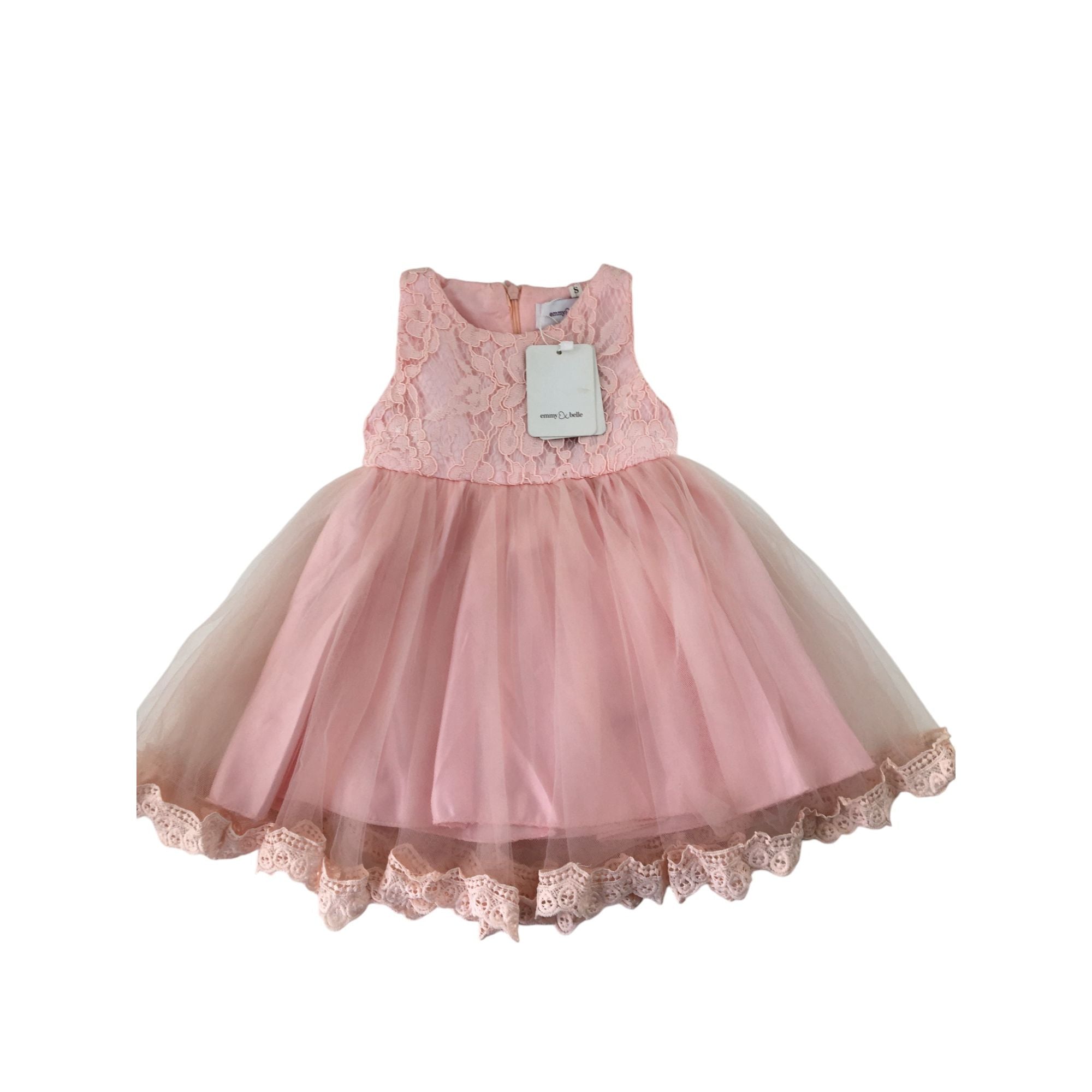 6M Pink Lace Tulle Bow Dress - Emmy & Belle