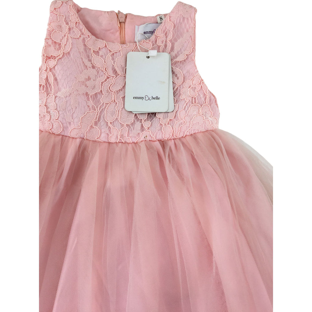 6M Pink Lace Tulle Bow Dress - Emmy & Belle