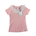 6M White & Pink Ruffled Collar Ribbed Top - Emmy & Belle