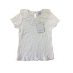 6M White Ruffled Collar Ribbed Top - Emmy & Belle