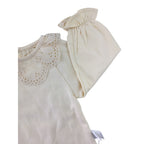 6M Cream Broderie Collar Cuffed Sleeve Top - Emmy & Belle