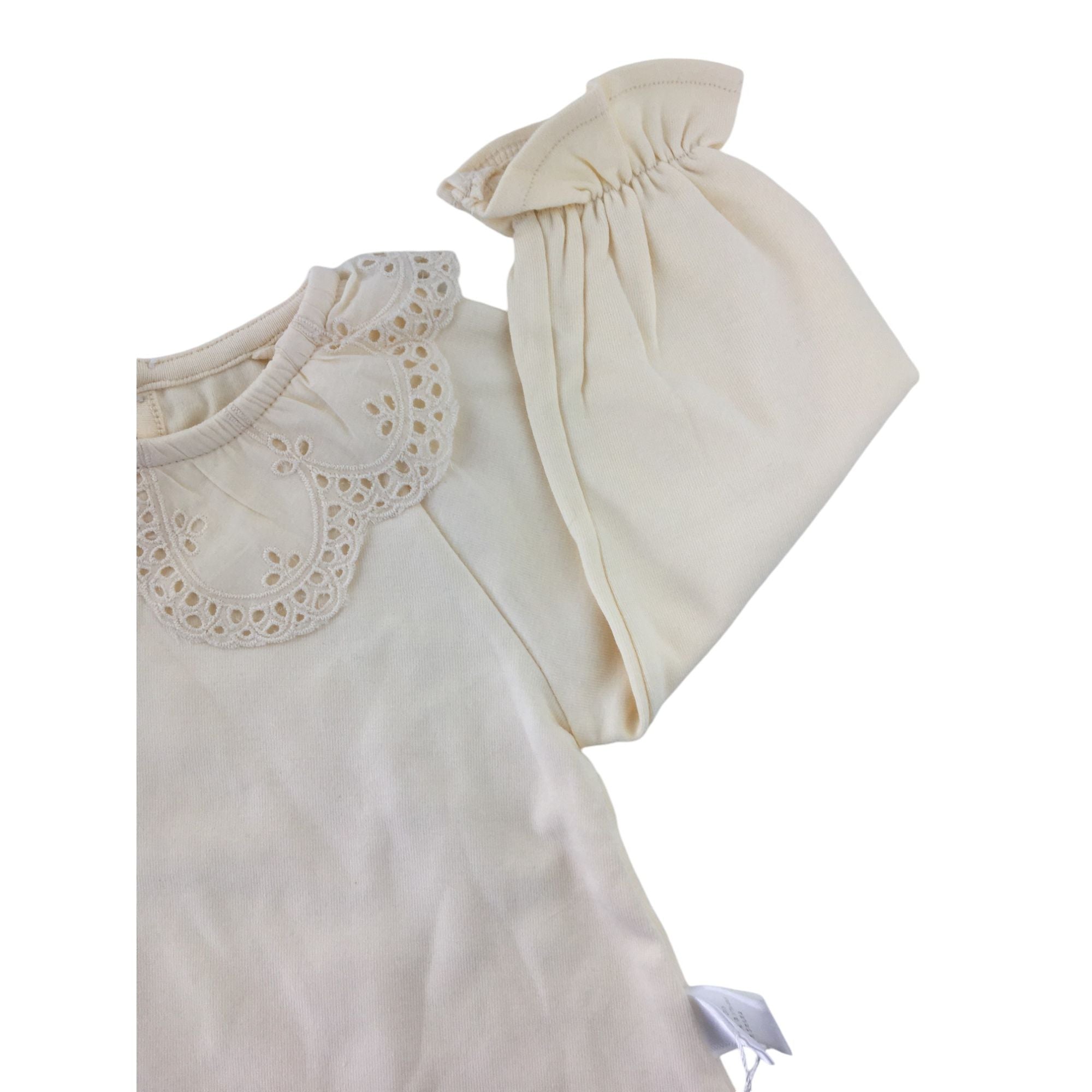 6M Cream Broderie Collar Cuffed Sleeve Top - Emmy & Belle