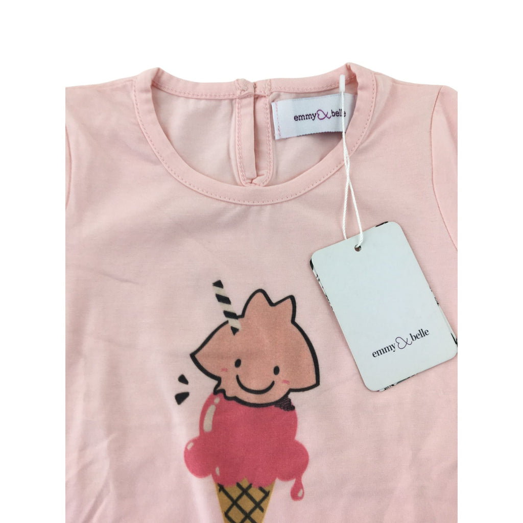 6M Pink "I love ice cream" Frill Sleeve Top - Emmy & Belle