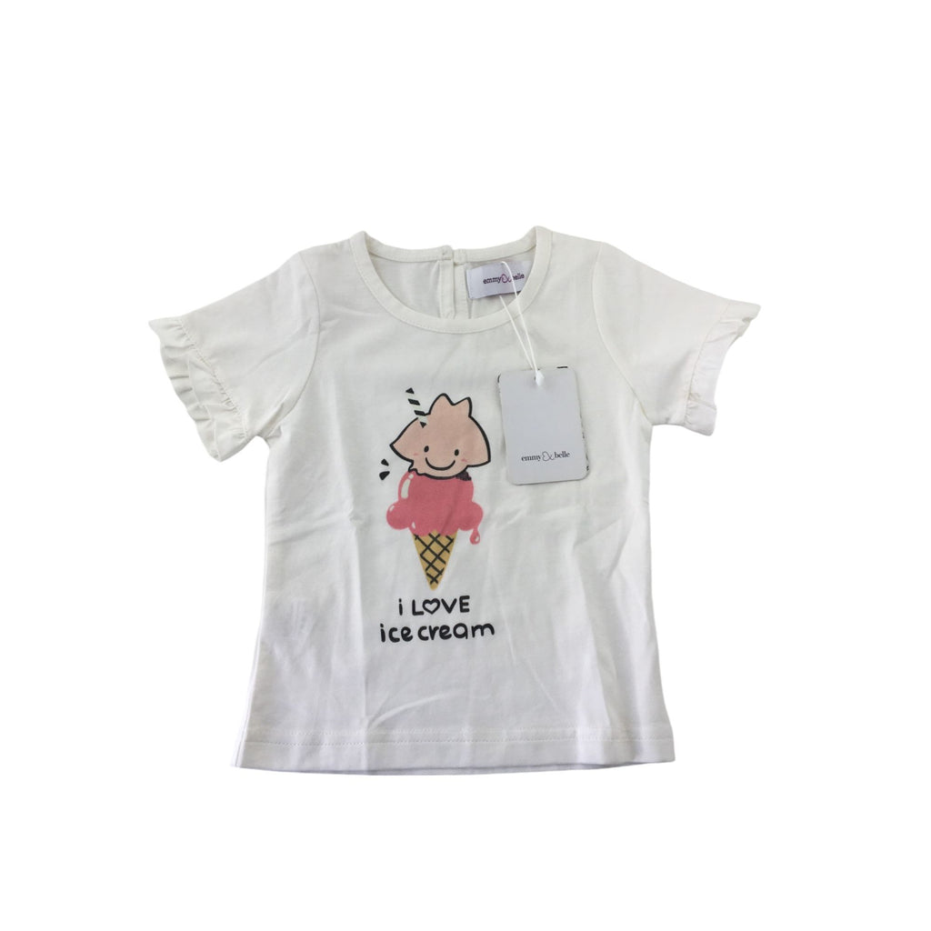 6M Cream "I love ice cream" Frill Sleeve Top - Emmy & Belle