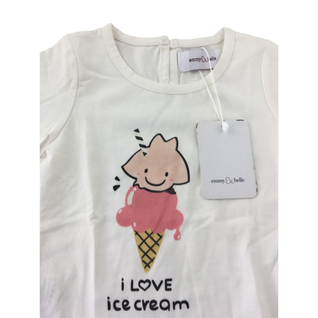 6M Cream "I love ice cream" Frill Sleeve Top - Emmy & Belle