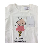 6M Cream "I love ice cream" Frill Sleeve Top - Emmy & Belle
