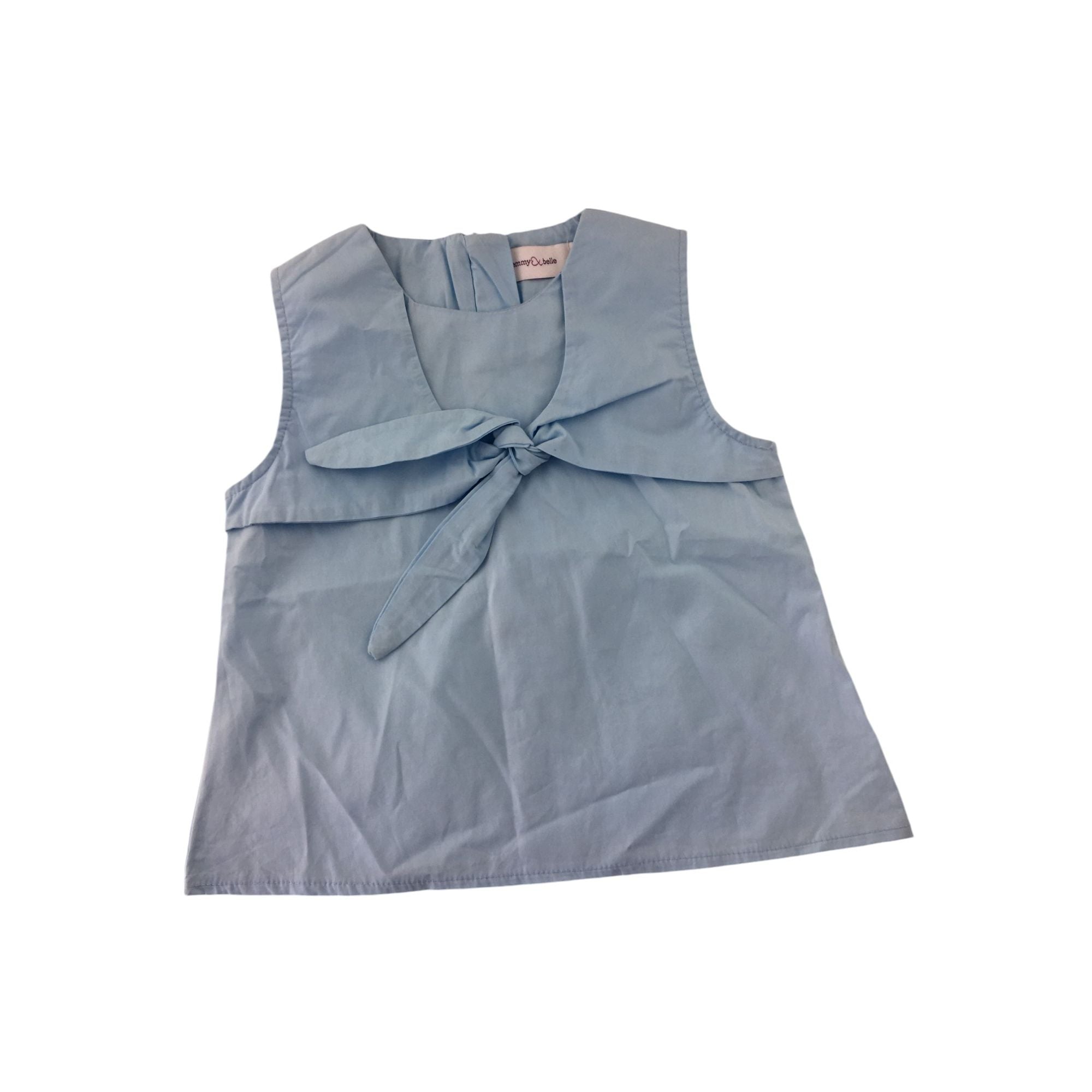 24M Light Blue Cotton Bow Twist Sleeveless Top - Emmy & Belle