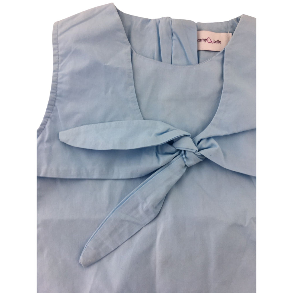 5Y Light Blue Cotton Bow Twist Sleeveless Top - Emmy & Belle