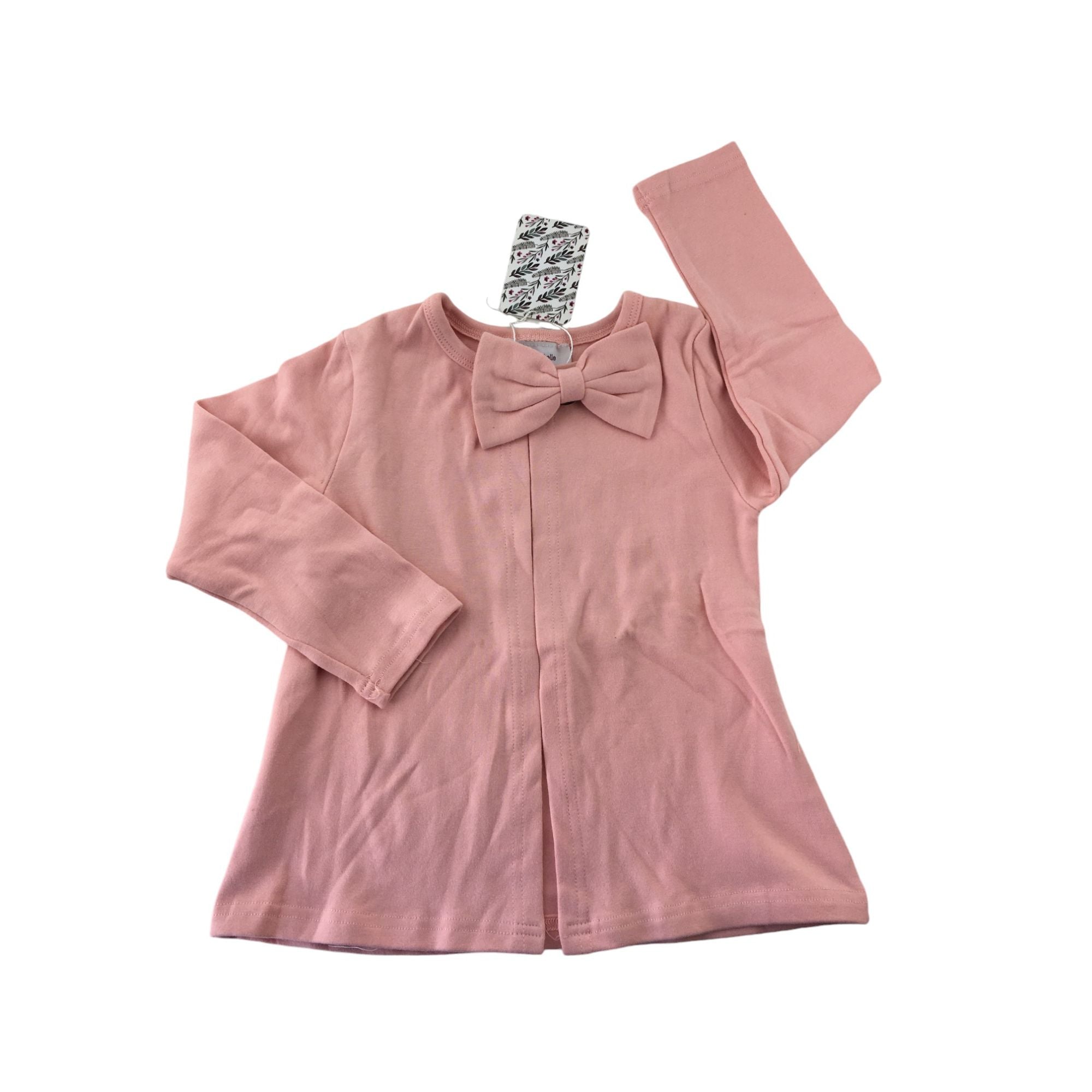 1Y Pink Cotton Bow Detail Cardigan - Emmy & Belle