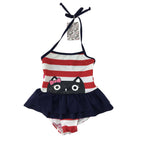 2Y Navy & Red Strip Halter Peplum Swimsuit - Emmy & Belle