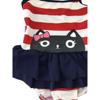 2Y Navy & Red Strip Halter Peplum Swimsuit - Emmy & Belle