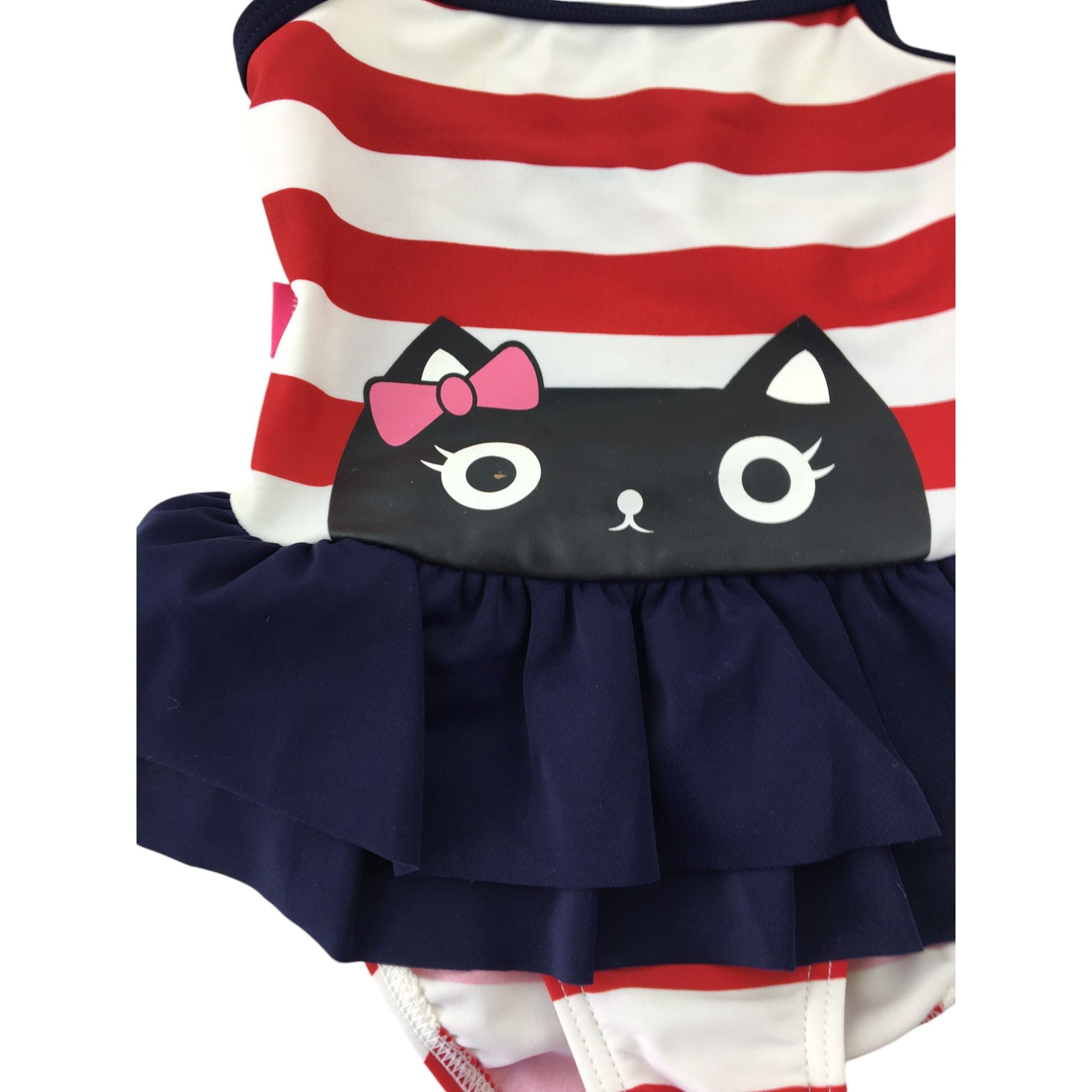 2Y Navy & Red Strip Halter Peplum Swimsuit - Emmy & Belle