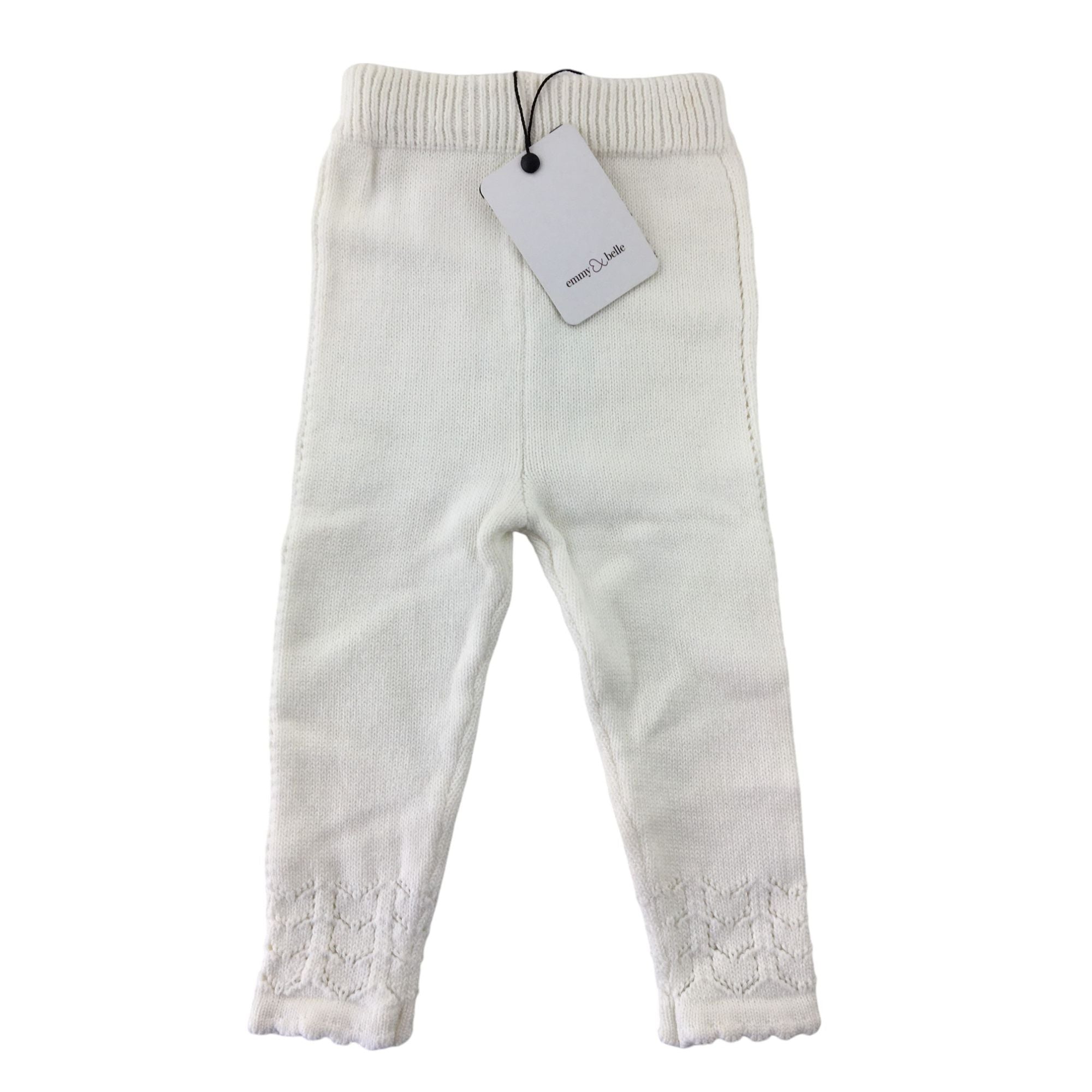 0-6M Cream Knit Leggings - Emmy & Belle