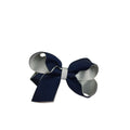 Navy & Grey Double Ribbon Bow Clip - Emmy & Belle