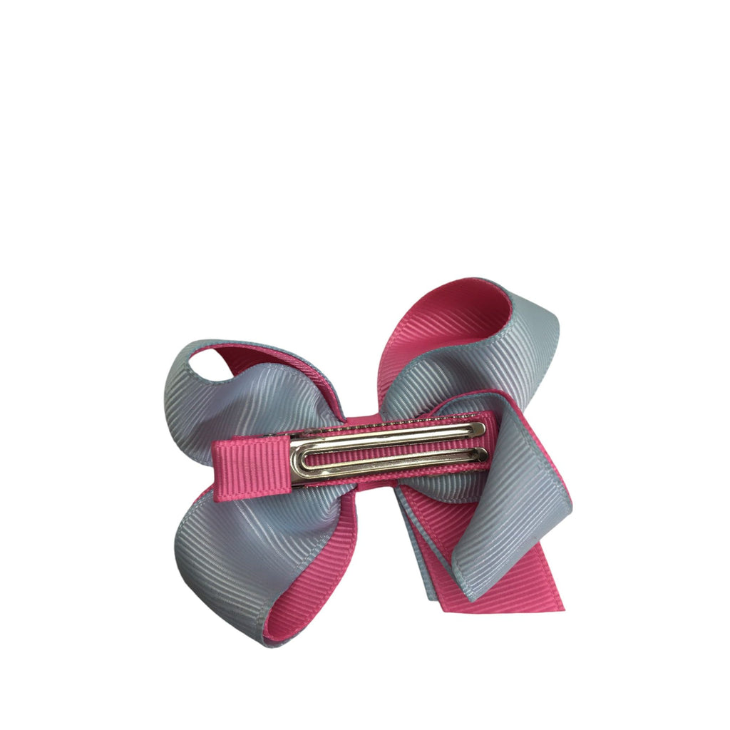 Pink & Blue Double Ribbon Bow Clip - Emmy & Belle
