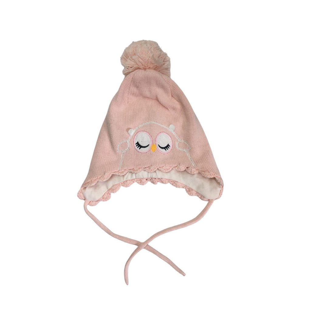 6-12M Light Pink Owl Knit Trapper Beanie - Emmy & Belle