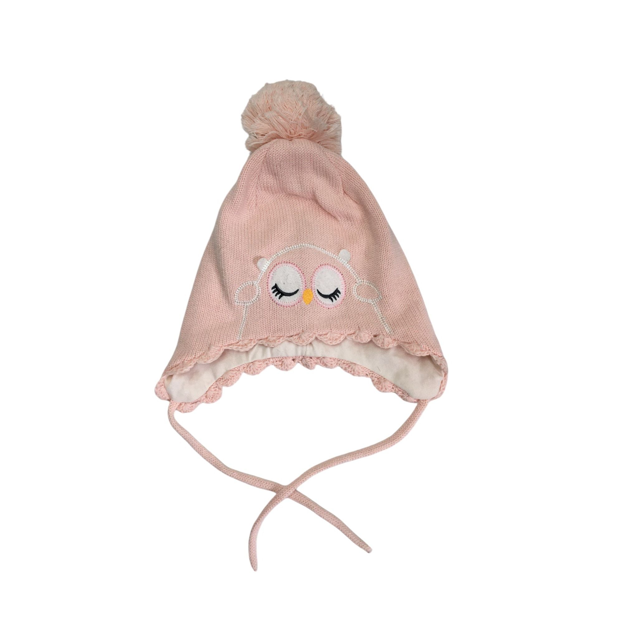 6-12M Light Pink Owl Knit Trapper Beanie - Emmy & Belle