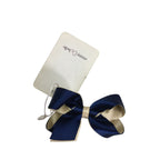 Navy Gold Satin Bow Clip - Emmy & Belle