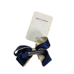 Navy Gold Satin Bow Clip - Emmy & Belle