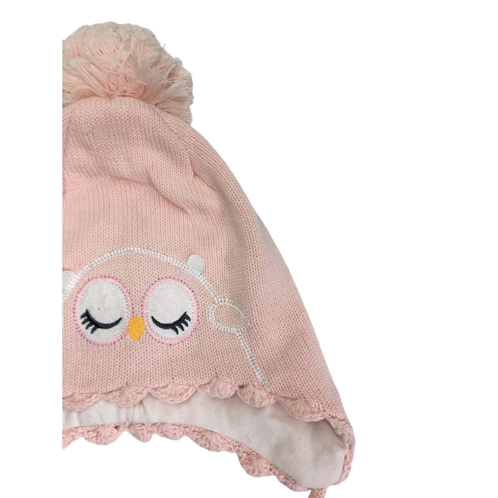 6-12M Light Pink Owl Knit Trapper Beanie - Emmy & Belle