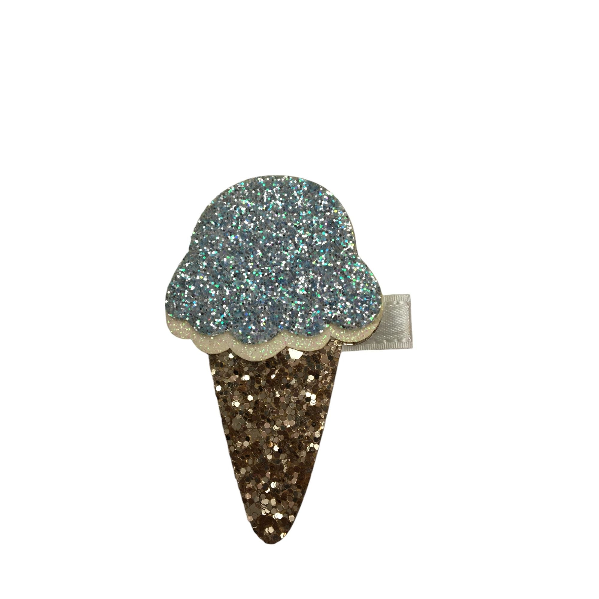 Silver & Gold Glitter Ice cream Cone Clip - Emmy & Belle
