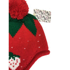 1-3Y Red & Green Knit Trapper Strawberry Beanie - Emmy & Belle