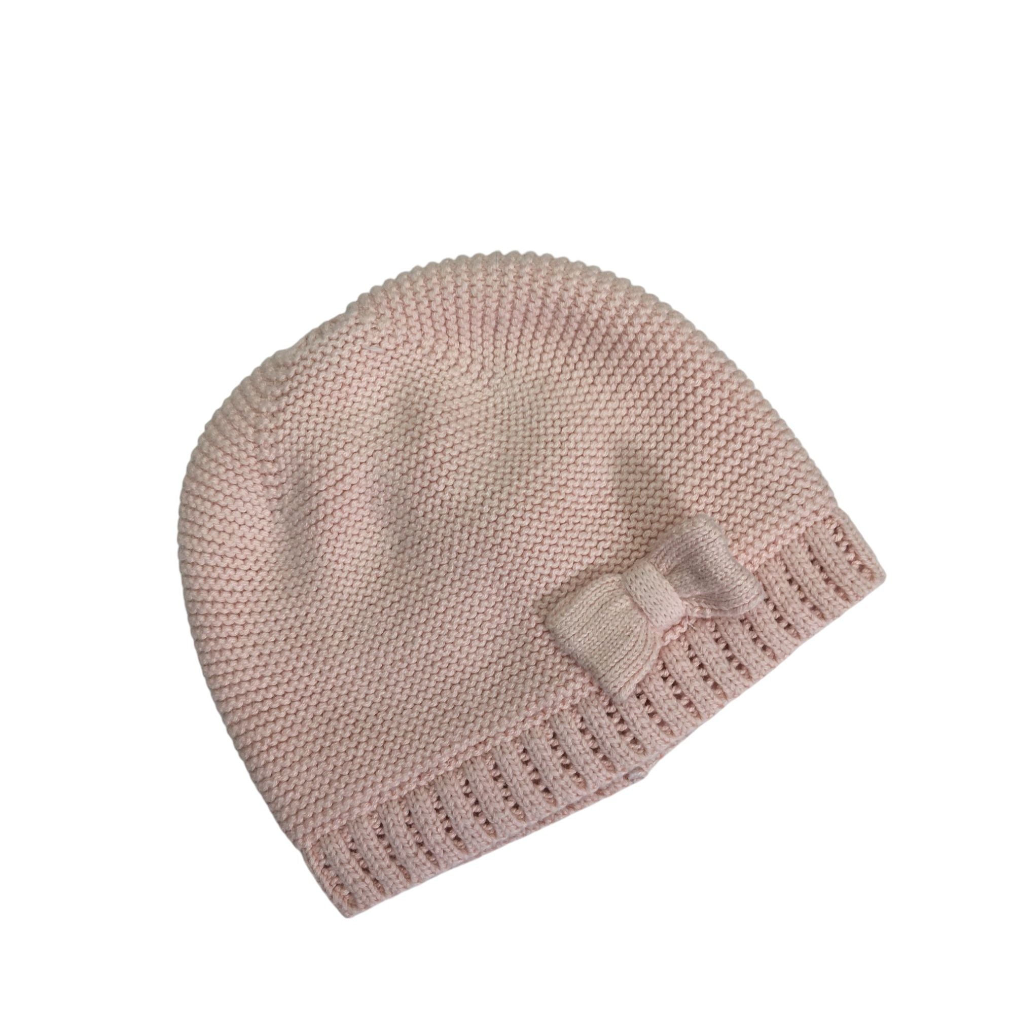 2-6M Pink Knit Bow Beanie - Emmy & Belle