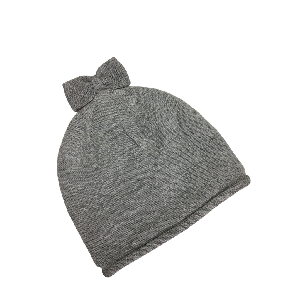 3-6Y Grey Knit Bow Beanie - Emmy & Belle