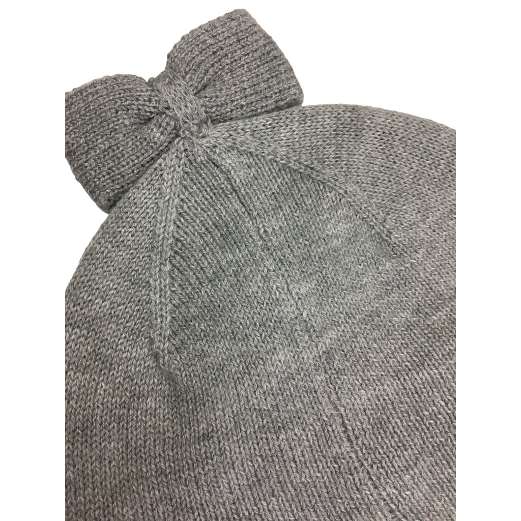 1-3Y Grey Knit Bow Beanie - Emmy & Belle