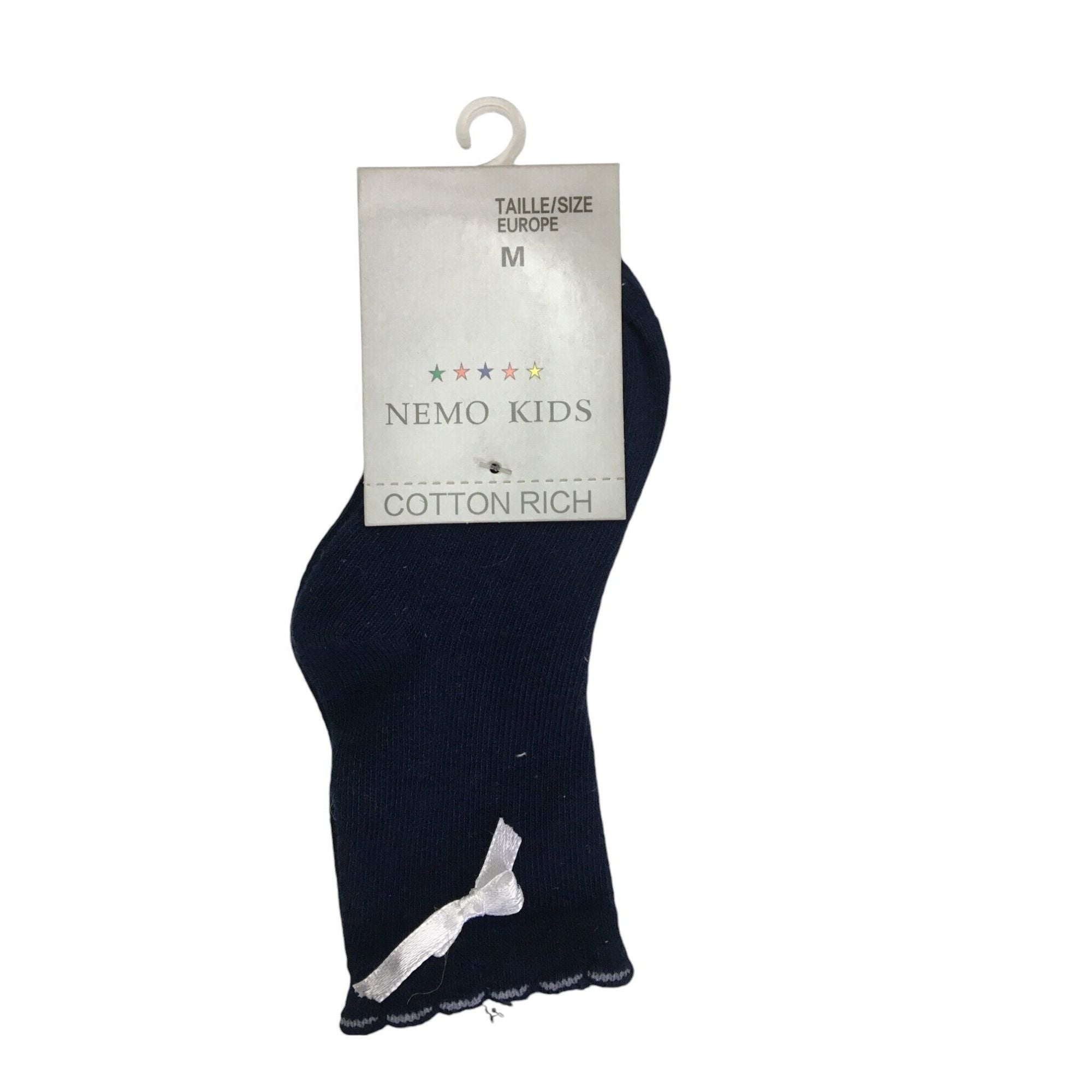 0-36M (Small) Navy Bow Detail Socks - Emmy & Belle