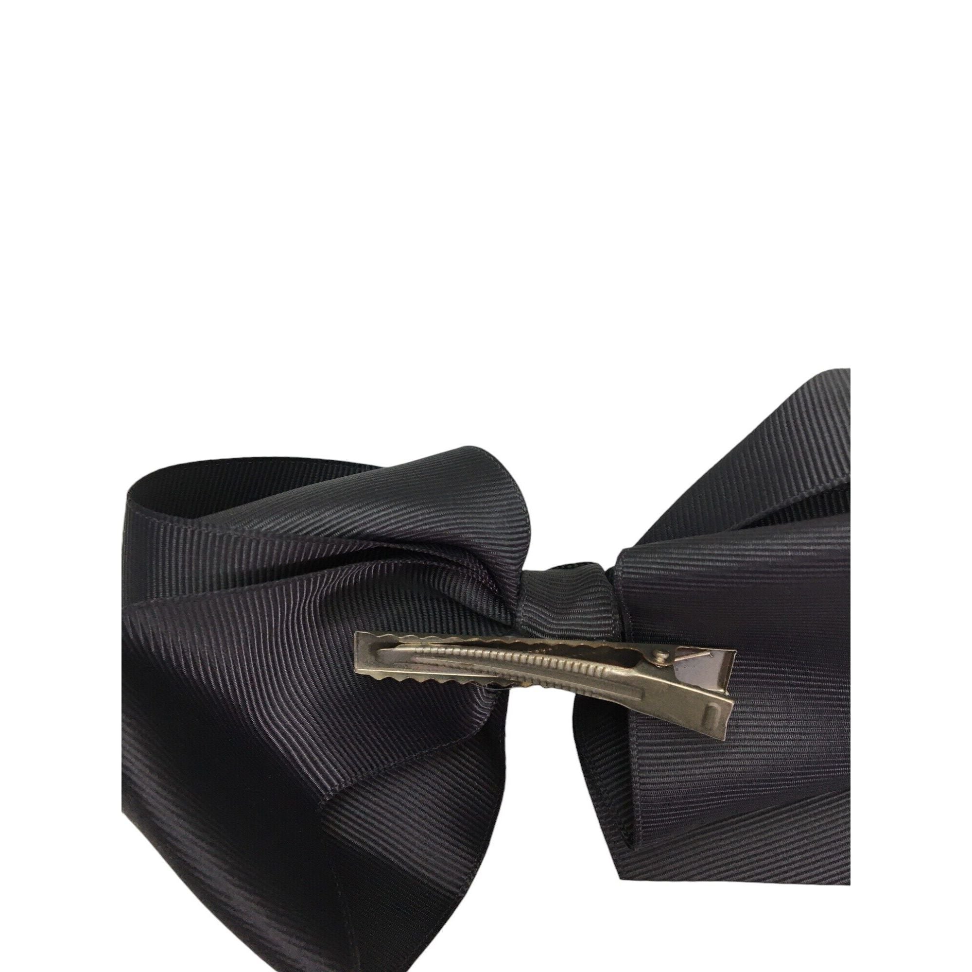 Grey-Black Large Bow Clip - Emmy & Belle