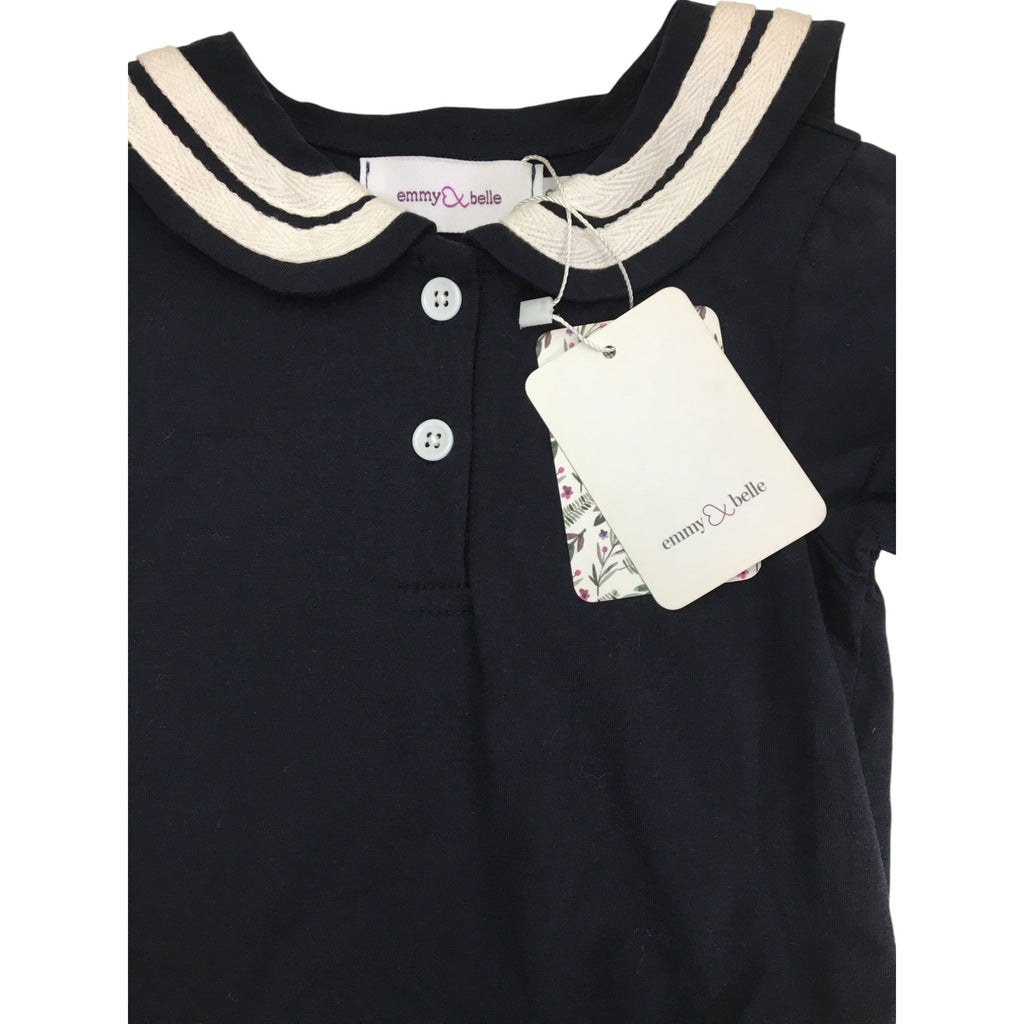 9M Navy Blue Sailor Dress Romper  - Emmy & Belle