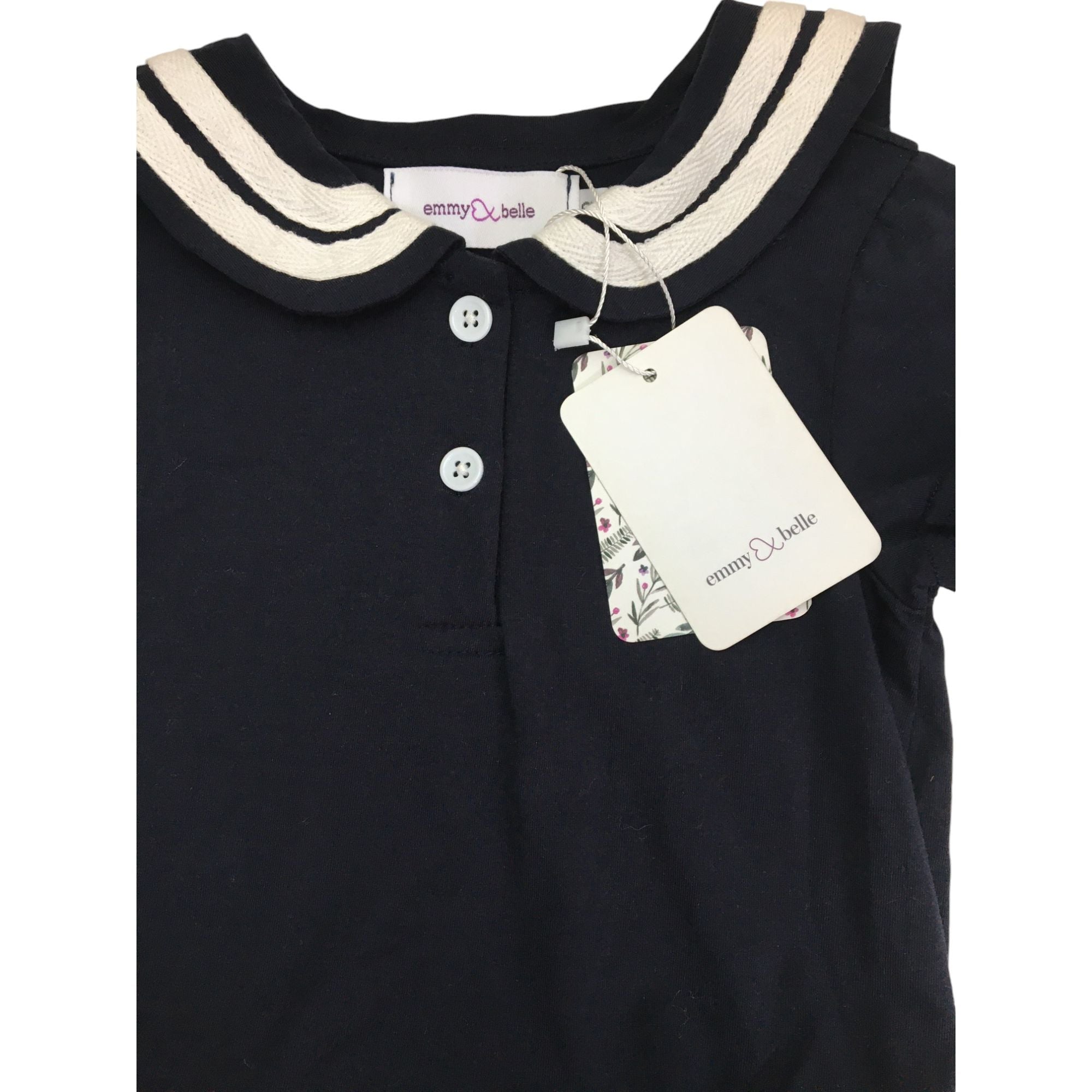 9M Navy Blue Sailor Dress Romper  - Emmy & Belle